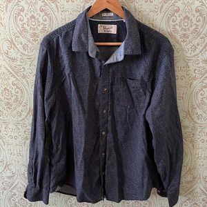 Navy Blue Polka Dot Button Down Shirt Size XL